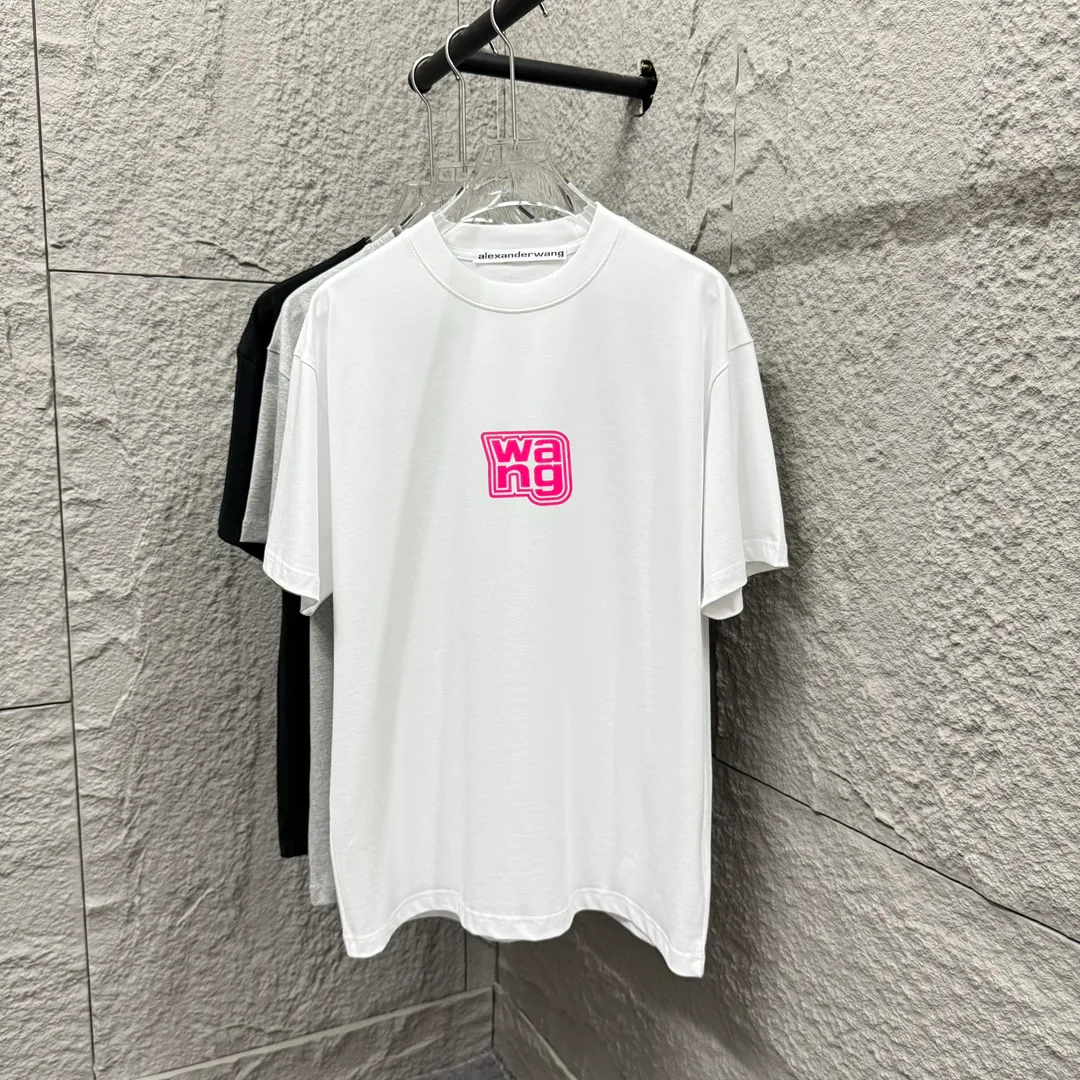 * *alexander 2025 New Arrival Pink wang T Same Style ：Black White Size： S （90-130 ） M （120-150 ） L （140-165 ） XL （160-180 ） XXL （180 ）